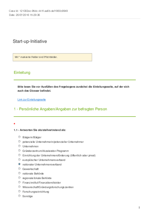 Öffentliche Konsultation zu „Startup Initiative“