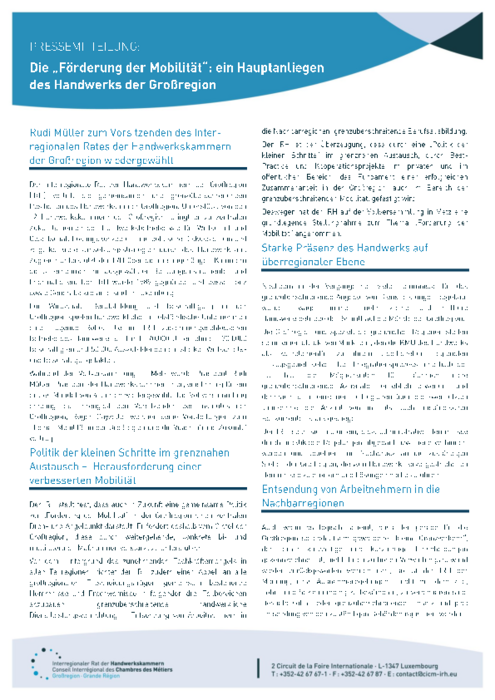 Die „Förderung der Mobilität“: eine Priorität für das Handwerk der Groβregion