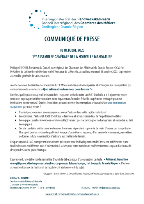 1ere ASSEMBLEE GENERALE CICM DE LA NOUVELLE MANDATURE