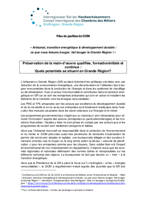 Préservation de la main-d’œuvre qualifiée, formation initiale et  continue 